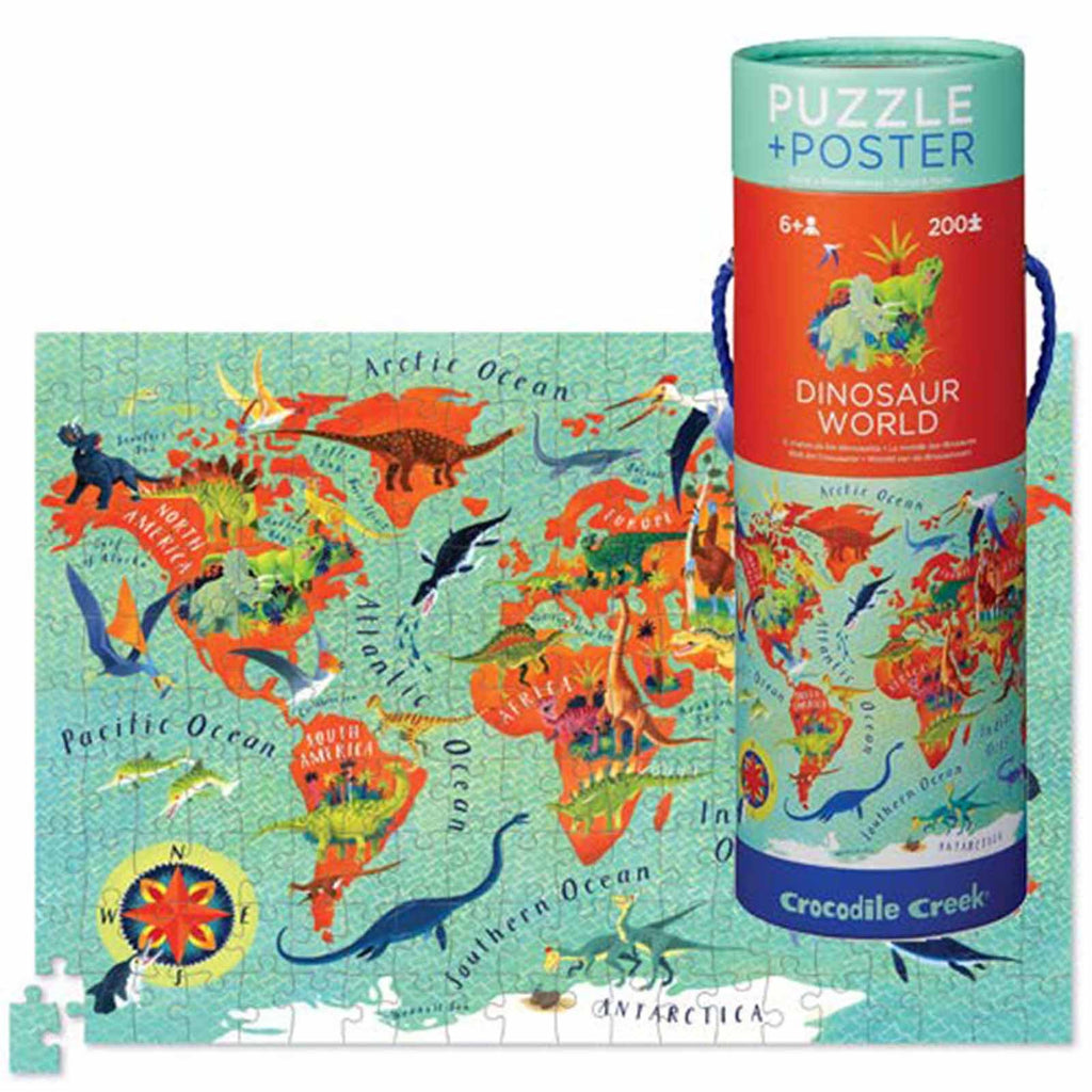 Crocodile Creek Dinosaur World 200 Piece Puzzle Plus Poster