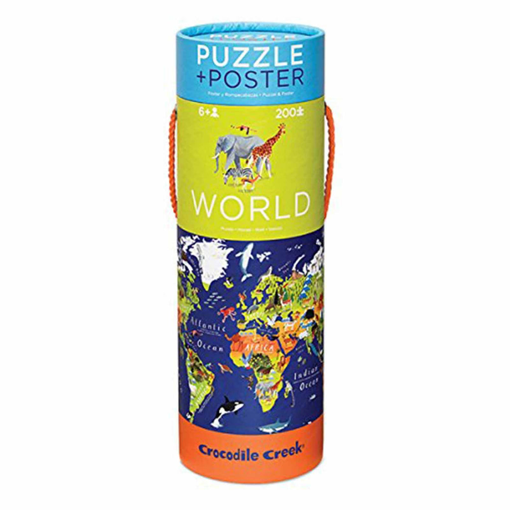 Crocodile Creek World Animals 200 Piece Puzzle Plus Poster