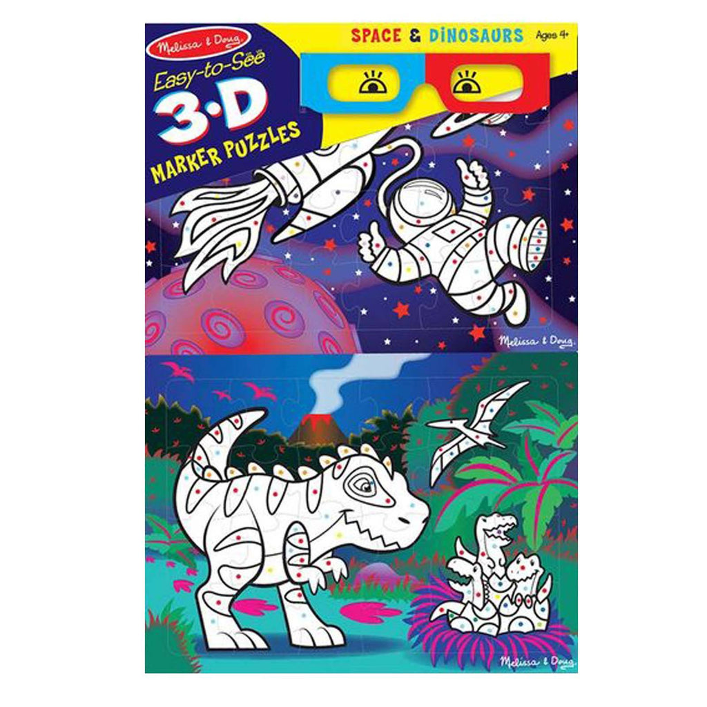 Melissa And Doug Easy To See Space And Dinosaurs 3D Marker Puzzle