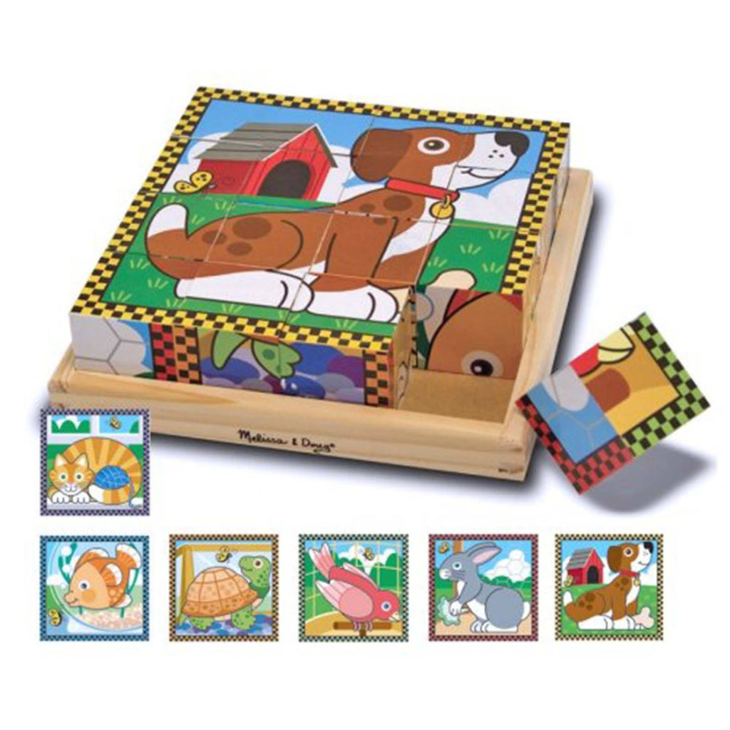 Melissa And Doug Pet Scene Wooden Cube Puzzle