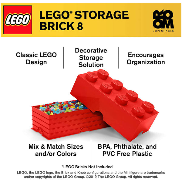 Lego® Storage 8-Stud Brick Bright Red Storage Container | Radar Toys