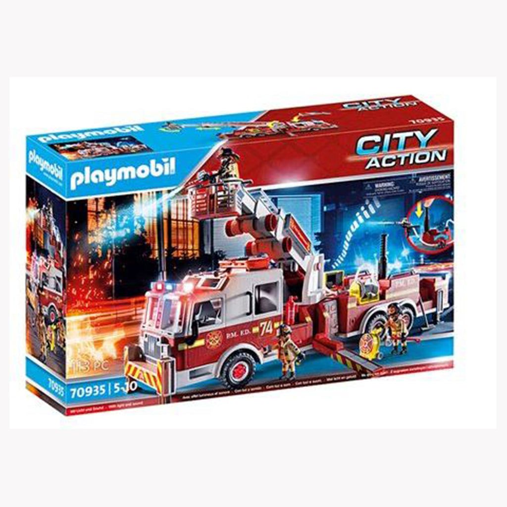 Playmobil City Action Fire Engine With Tower Ladder Building Set 70935 - Radar Toys