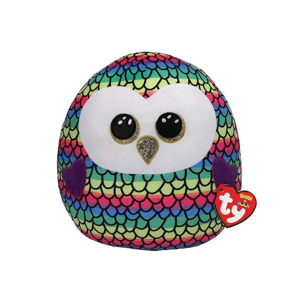 Ty Squish A Boos Owen Owl Rainbow 10 Inch Plush Figure