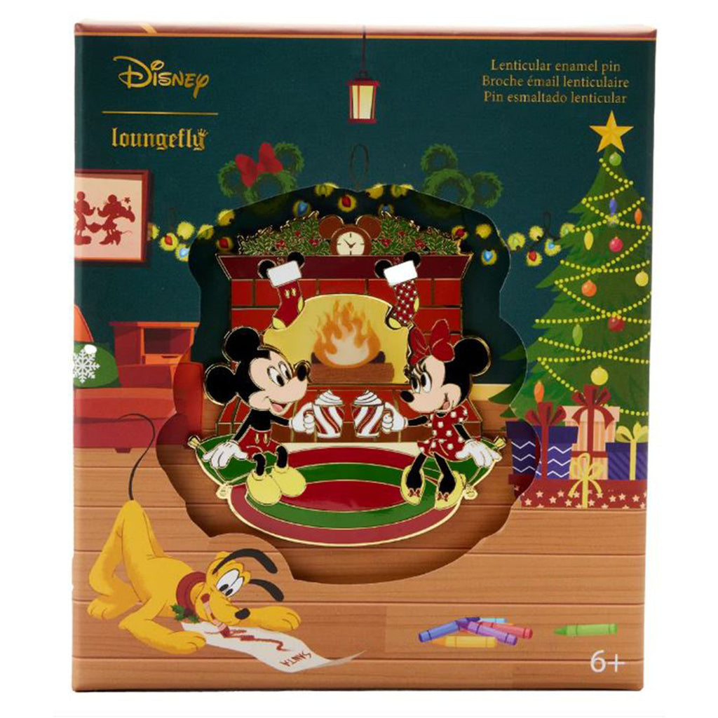 Loungefly Disney Mickey And Minnie Fireplace Cocoa 3 Inch Collector Boxed Pin