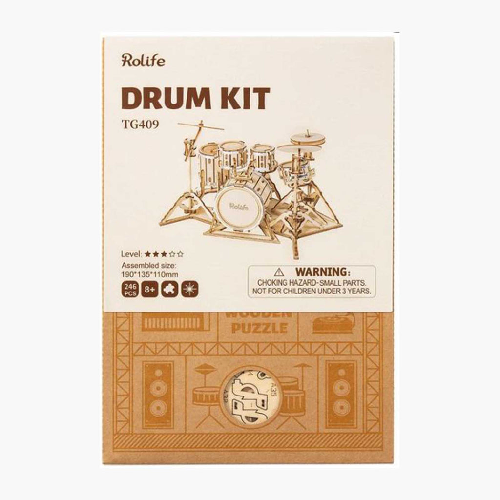 Robotime Rolife Drum Kit Wooden Puzzle Building Set