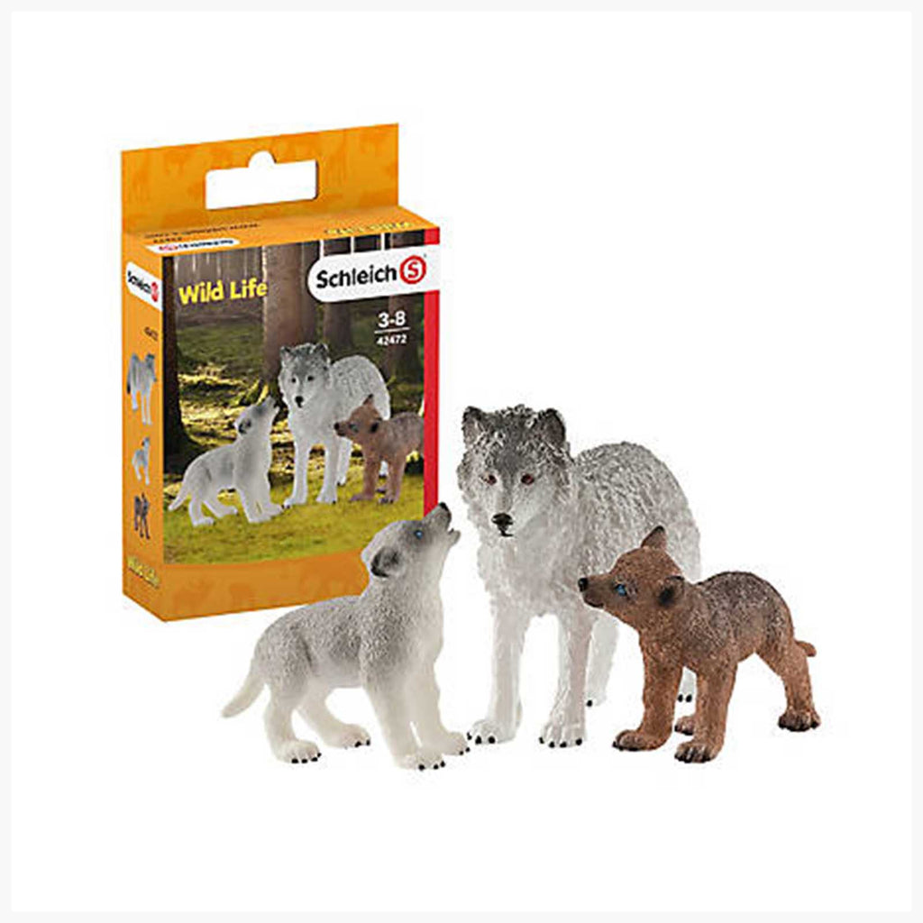 Schleich Wild Life Mother Wolf With Pups Animal Figures