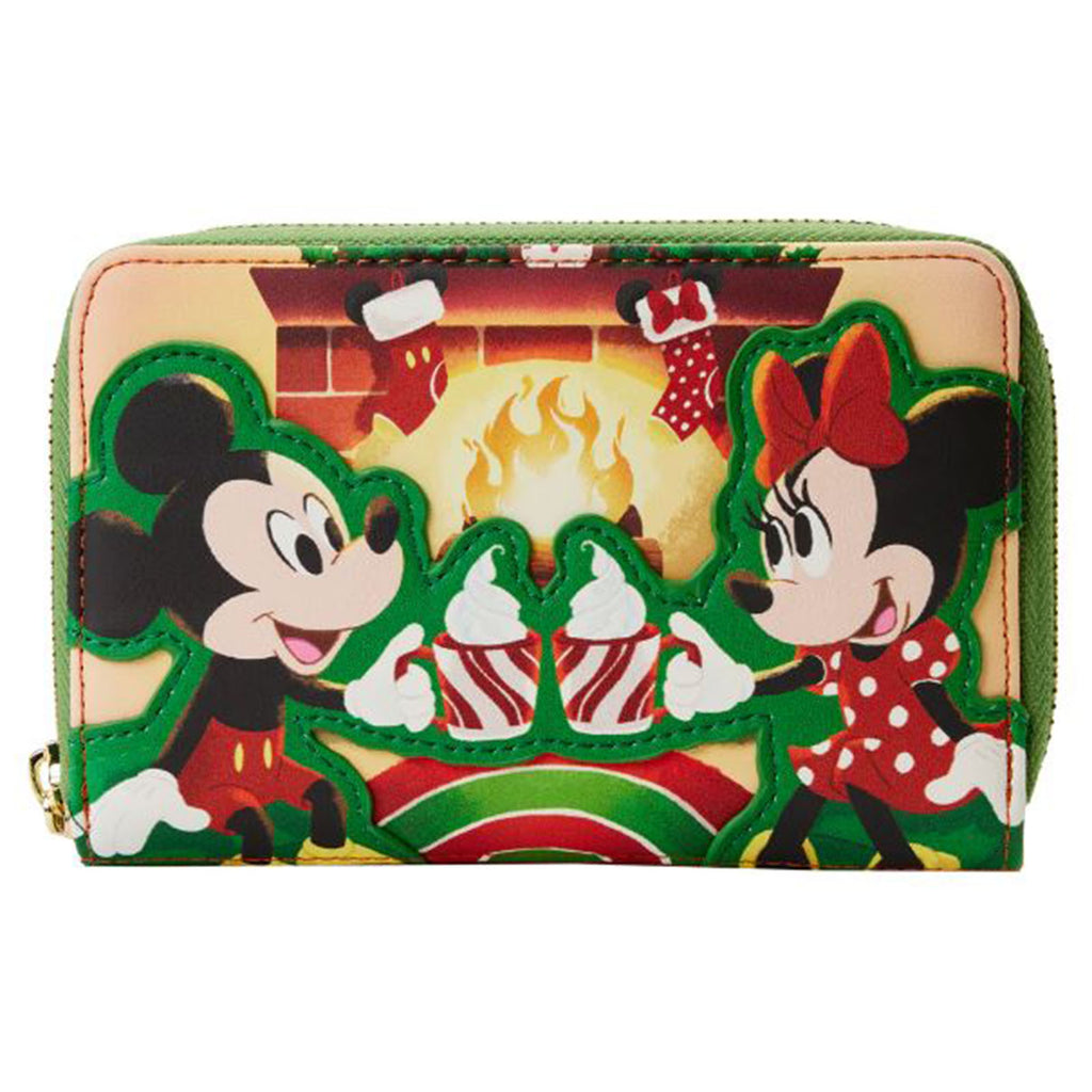 Loungefly Disney Mickey Minnie Hot Cocoa Fireplace Zip Around Wallet