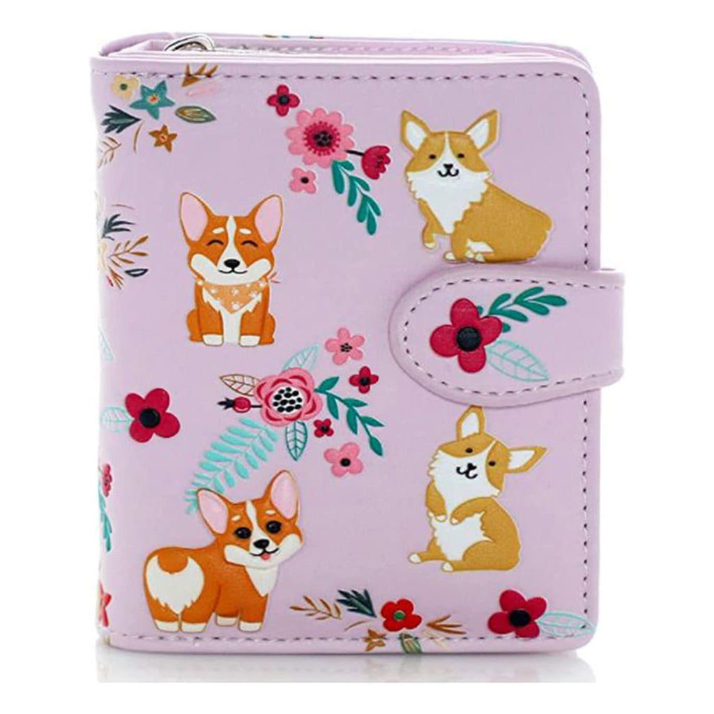 Shagwear Corgi Pattern Small Pink Coin Purse Wallet