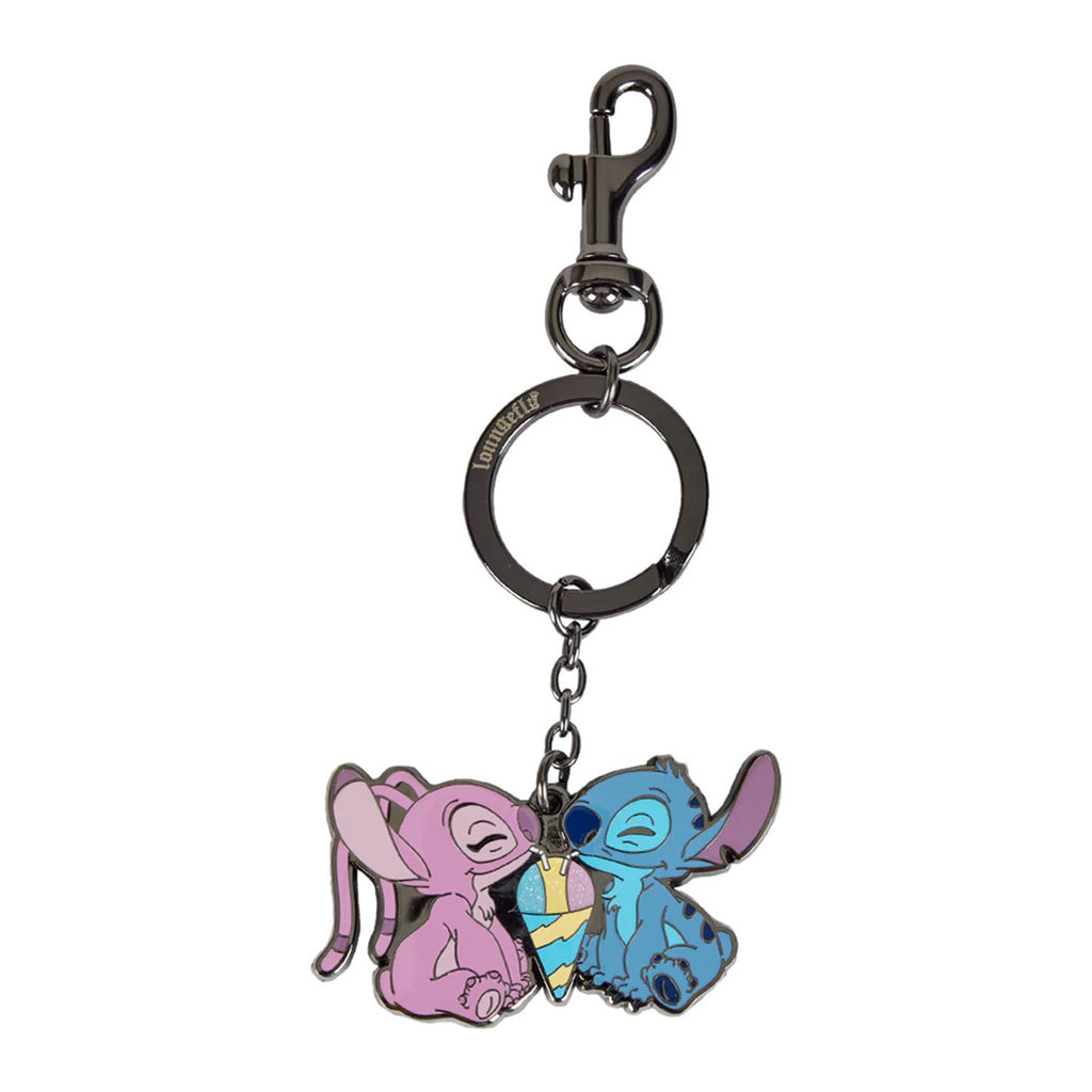 Loungefly Disney Stitch And Angel Snow Cone Metal Keychain