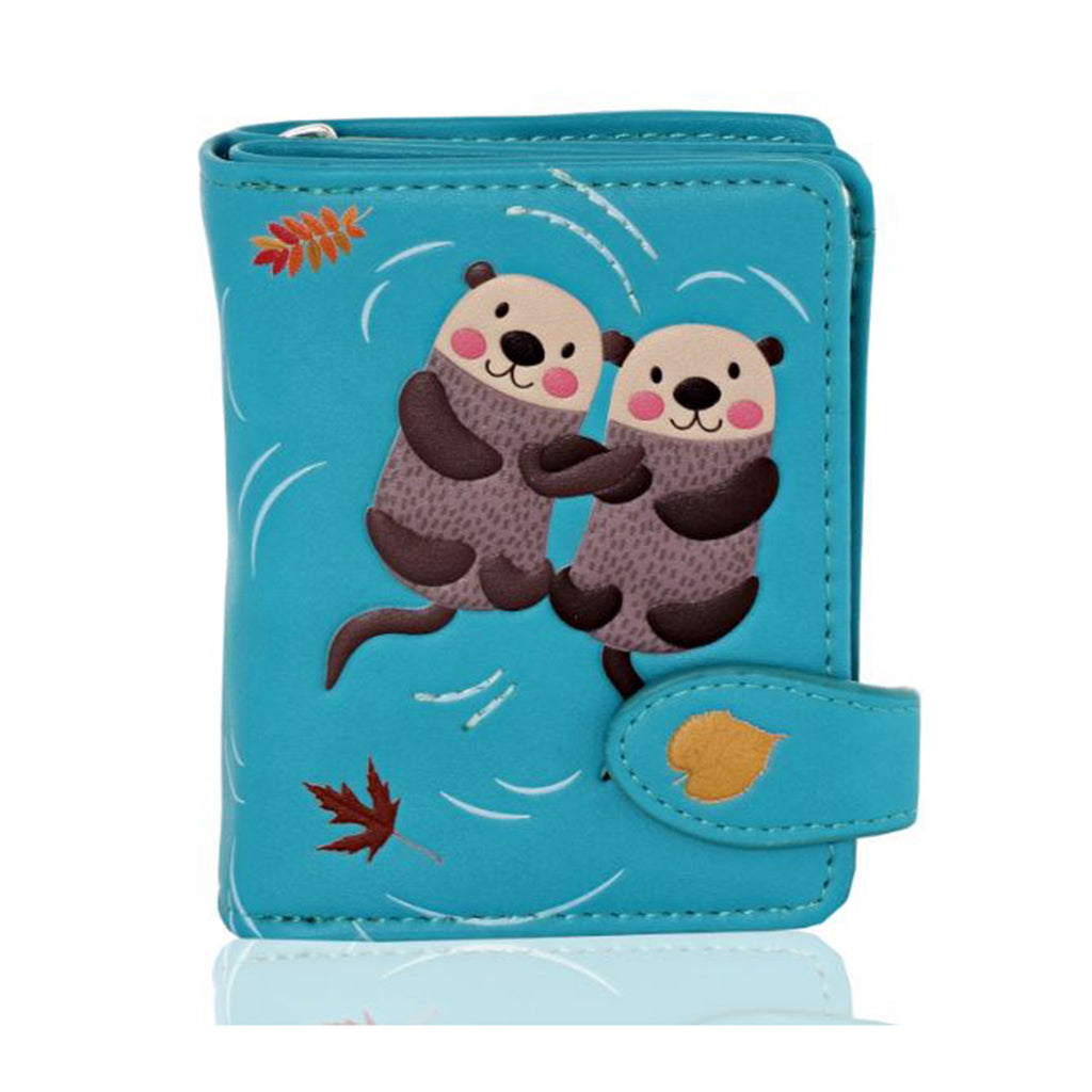Shagwear Otters Small Teal Zipper Wallet