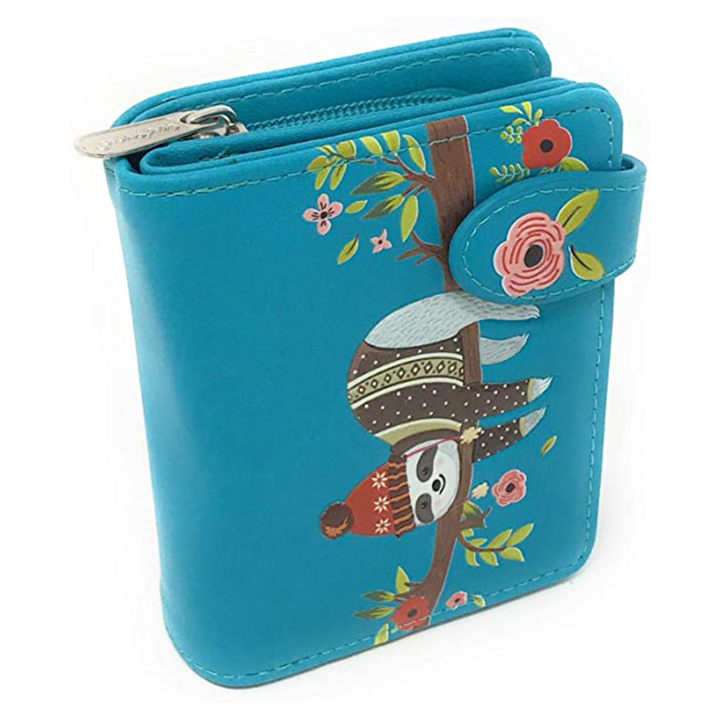 Shagwear Chillin Sloth Small Teal Zipper Wallet