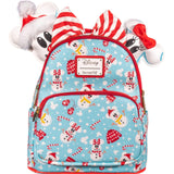 Loungefly Disney Minnie And Mickey Snowman All Over Print Mini Backpack With Headband - Radar Toys