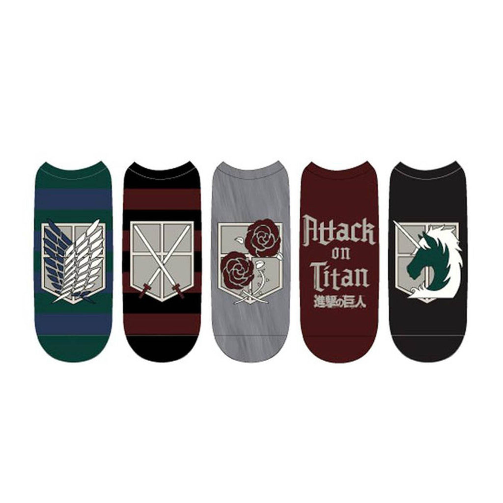 Attack On Titan Emblems Low Cut No Show 5 Pairs Of Socks
