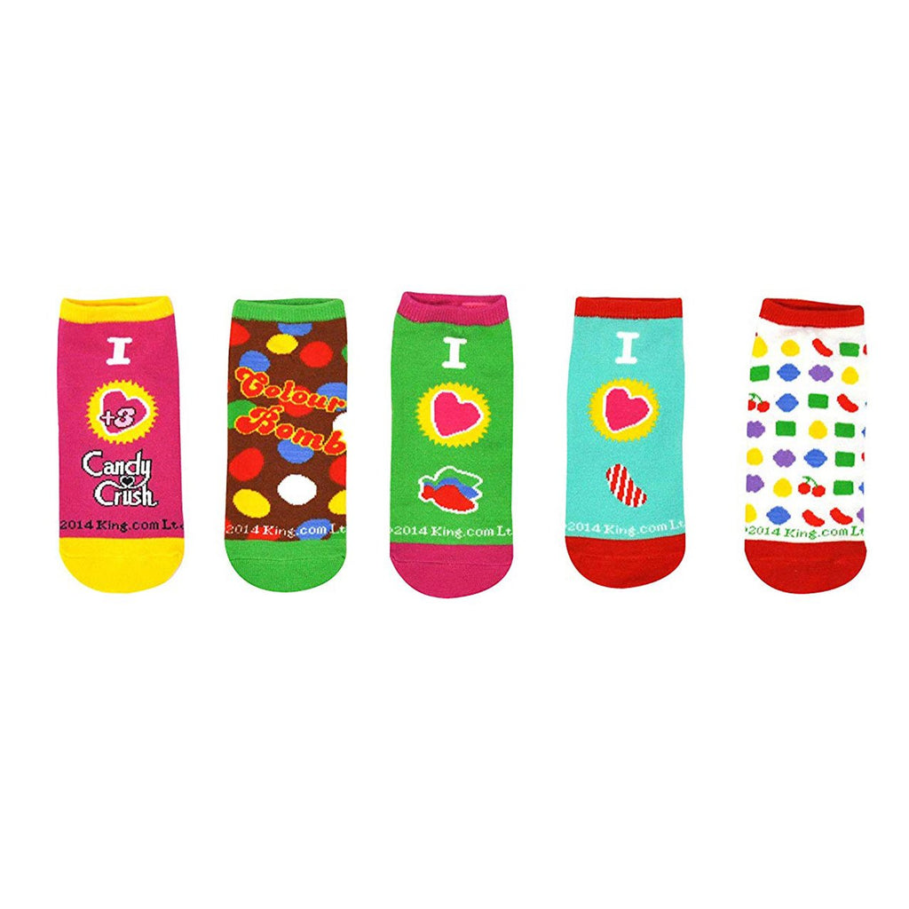 Candy Crush Ladies I Heart 5 Pairs Of Low Cut Socks