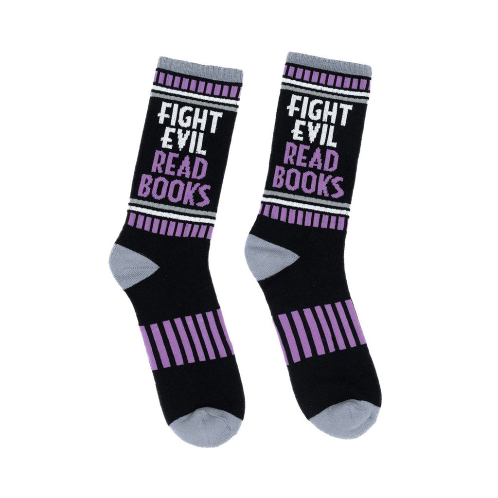 Fight Evil Read Books Single Pair Large Crew Socks