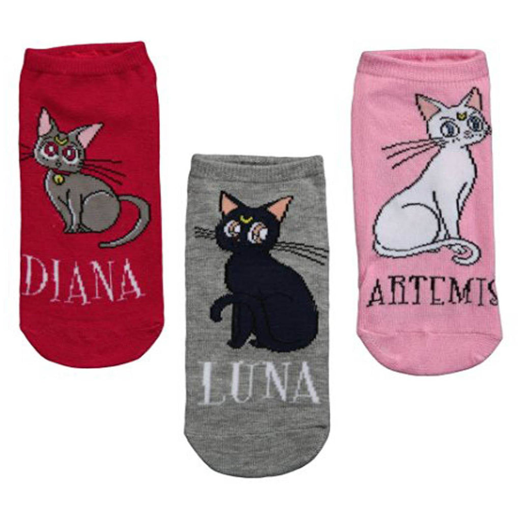Sailor Moon Cats Womens Low Cut 3 Pairs Of Socks