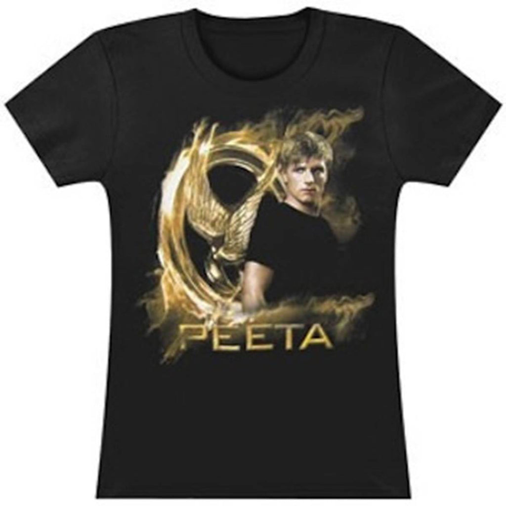 Hunger Games Gold Fire Peeta Juniors Tee Shirt