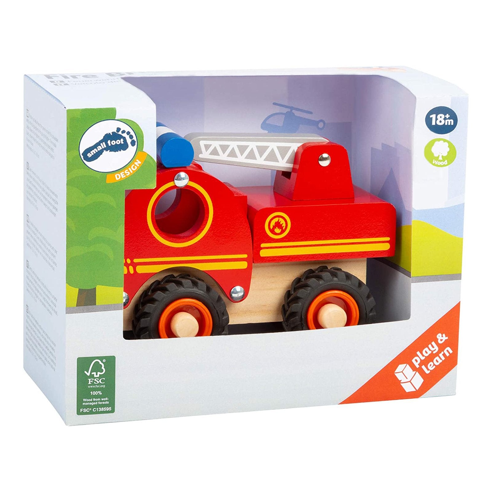 Small Foot Play And Learn Fire Engine Wooden Playset 11075|Radar Toys