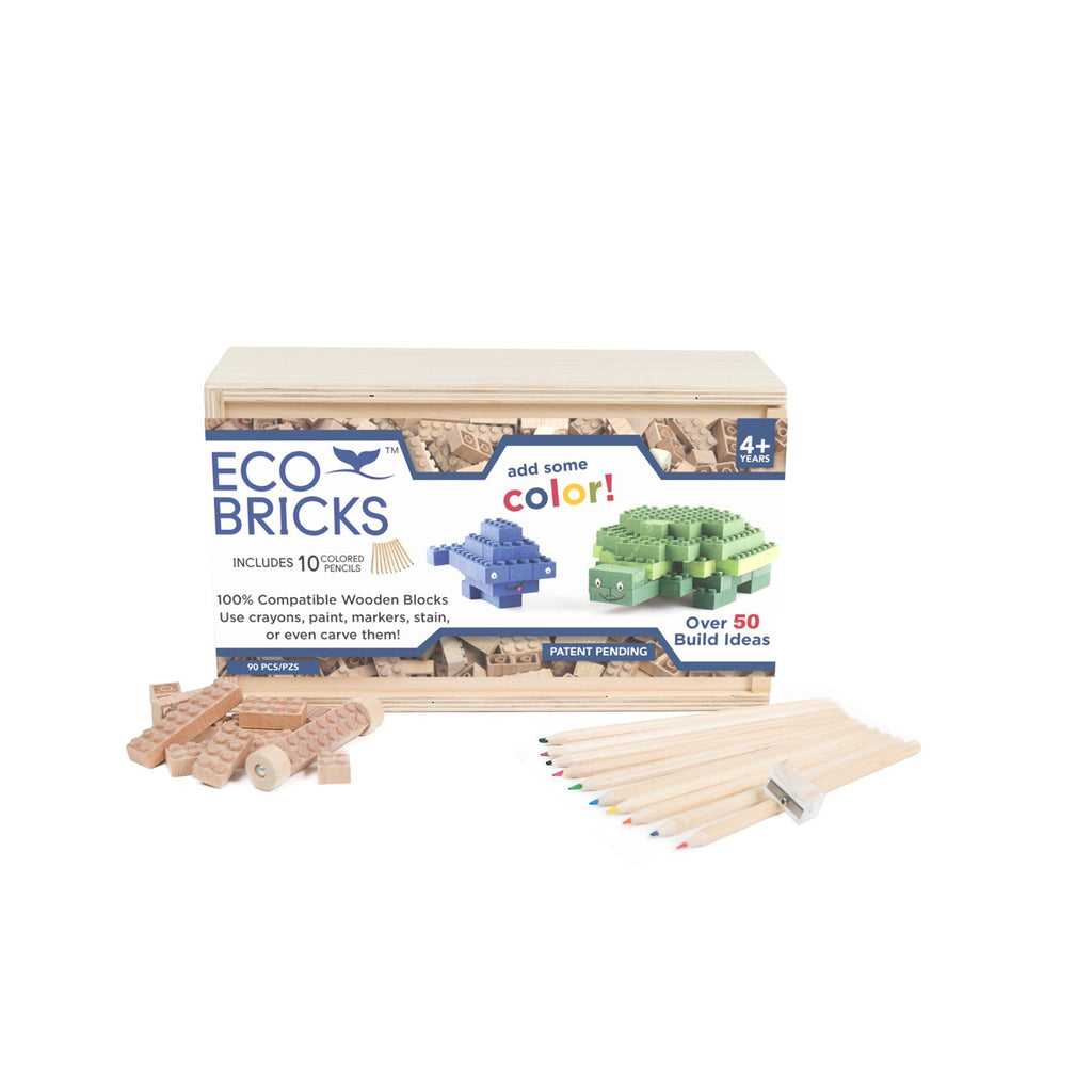 Eco Bricks Wooden Blocks 90 Piece Set
