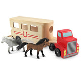Melissa And Doug Classic Toy Wooden Horse Carrier Play Set - Radar Toys