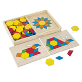 Melissa And Doug Wooden Classic Toy Pattern Blocks And Boards Set - Radar Toys