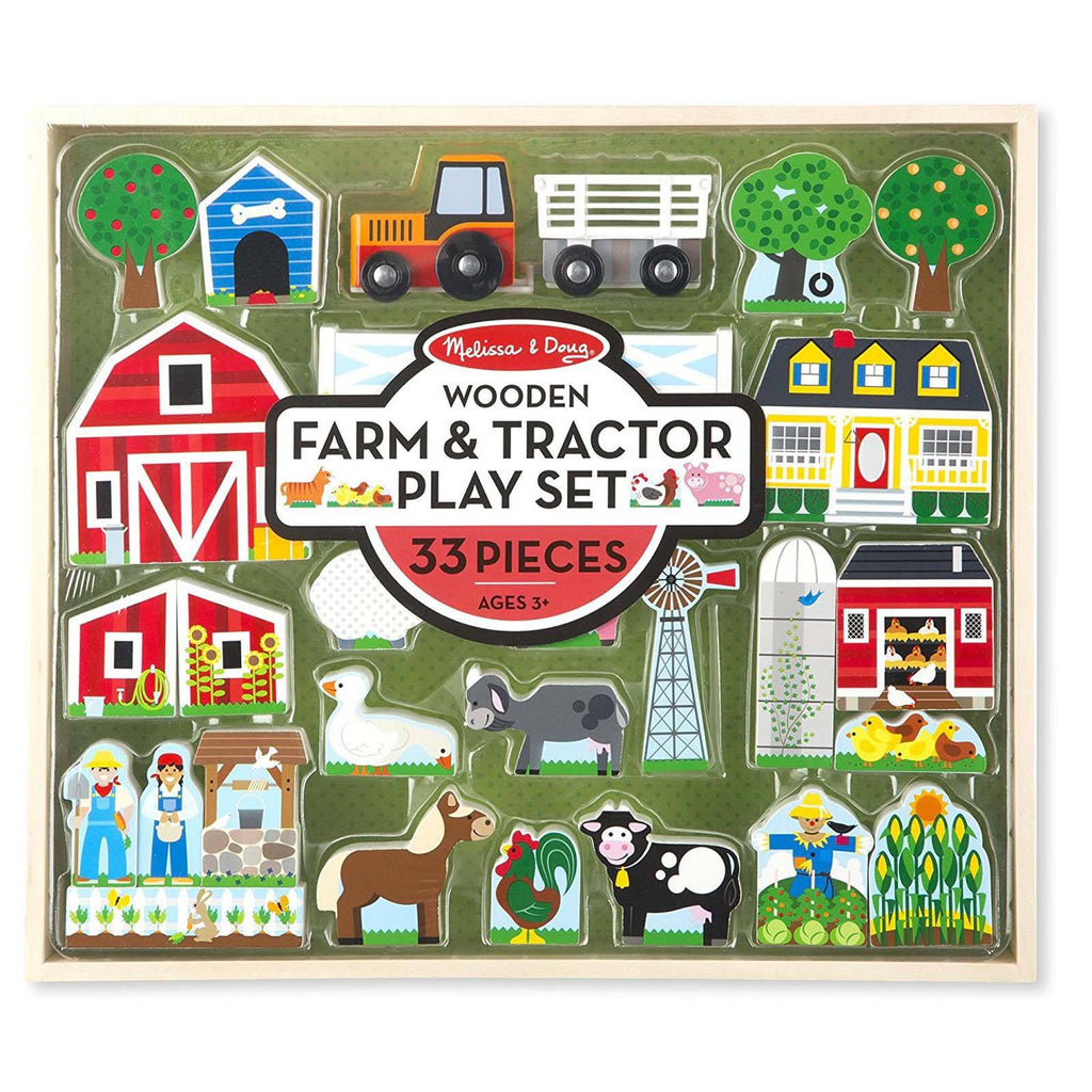 Melissa And Doug Wooden Farm And Tractor Play Set