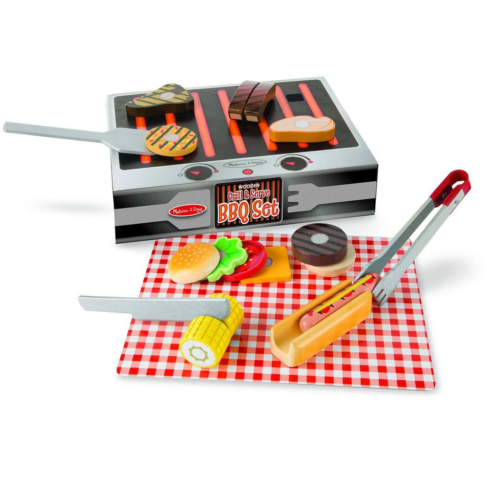 Melissa And Doug Wooden Grill And Serve BBQ Set