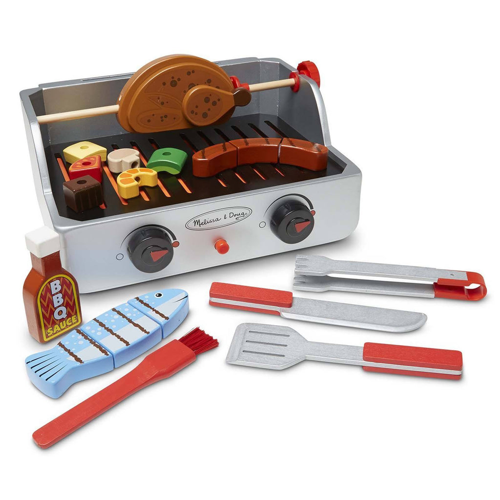 Melissa And Doug Wooden Rotisserie And Grill BBQ Play Set