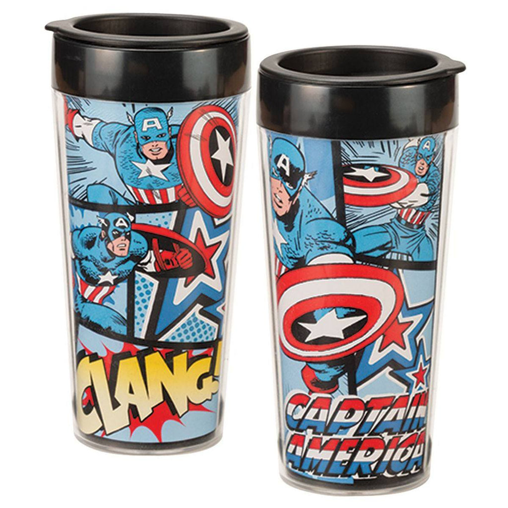 Marvel Captain America Red White And Blue 16 oz. Plastic Travel Mug