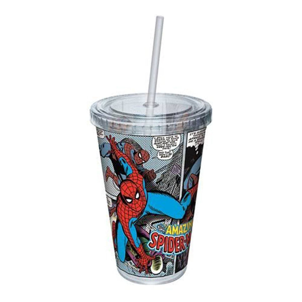 Marvel SpiderMan Comic Strip Acrylic 16 oz. Travel Cup