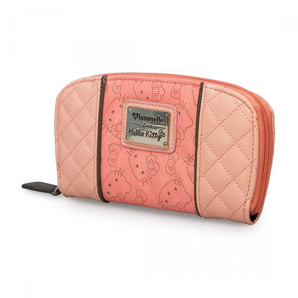Hello Kitty Pink With Grey Perforated Zip Wallet