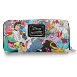 Loungefly Disney Little Mermaid Character All Over Print Zip Around Wallet - Radar Toys
