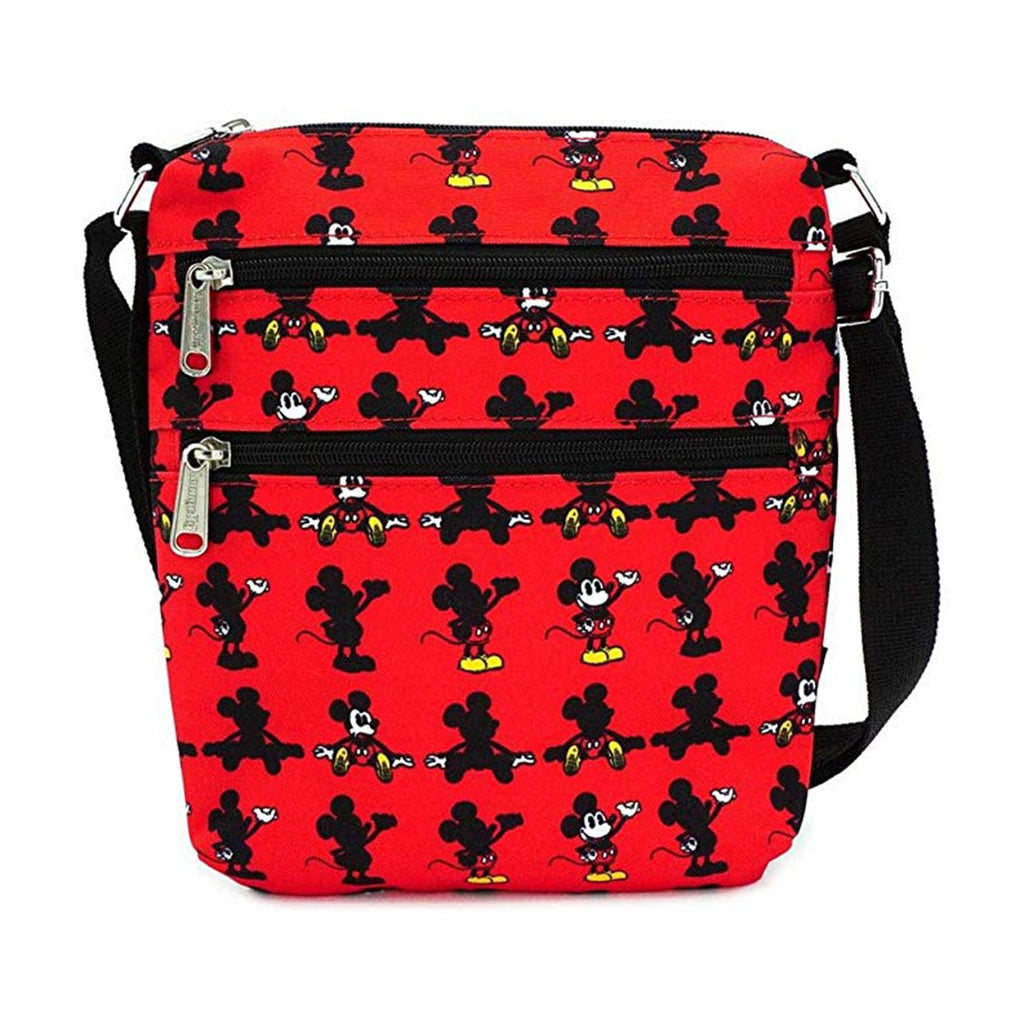 Loungefly Disney Mickey Mouse Parts All Over Print Nylon Passport Bag Purse