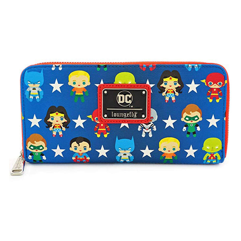 Loungefly Justice League Chibi All Over Print Zip Around Wallet