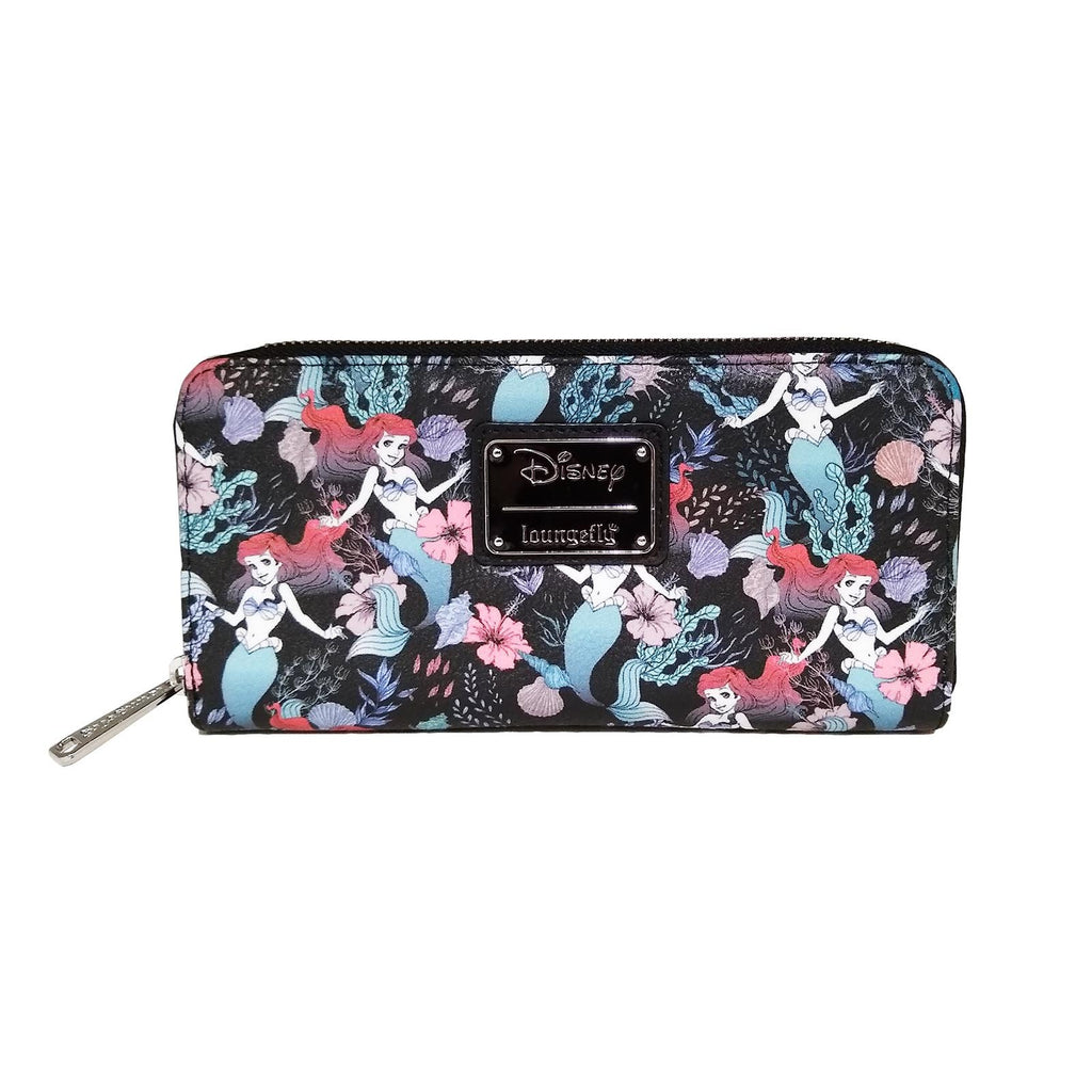 Loungefly Little Mermaid Ariel Floral All Over Print Zip Around Wallet