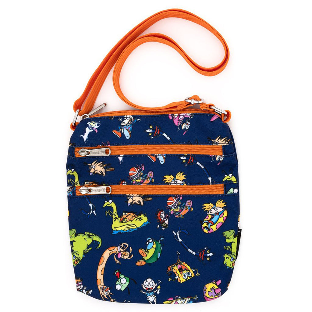 Loungefly Nickelodeon Retro Characters All Over Print Passport Bag Purse