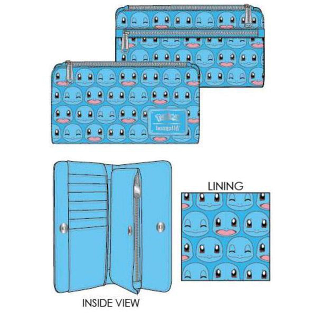 Loungefly Pokemon Squirtle Faces All Over Print Top Zip Wallet