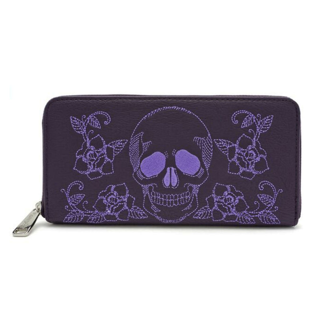 Loungefly Skull Roses Zip Around Wallet