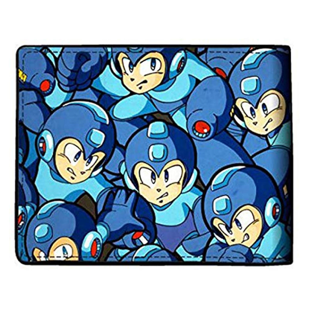 Mega Man Sublimated Faces Blue Bi-Fold Wallet