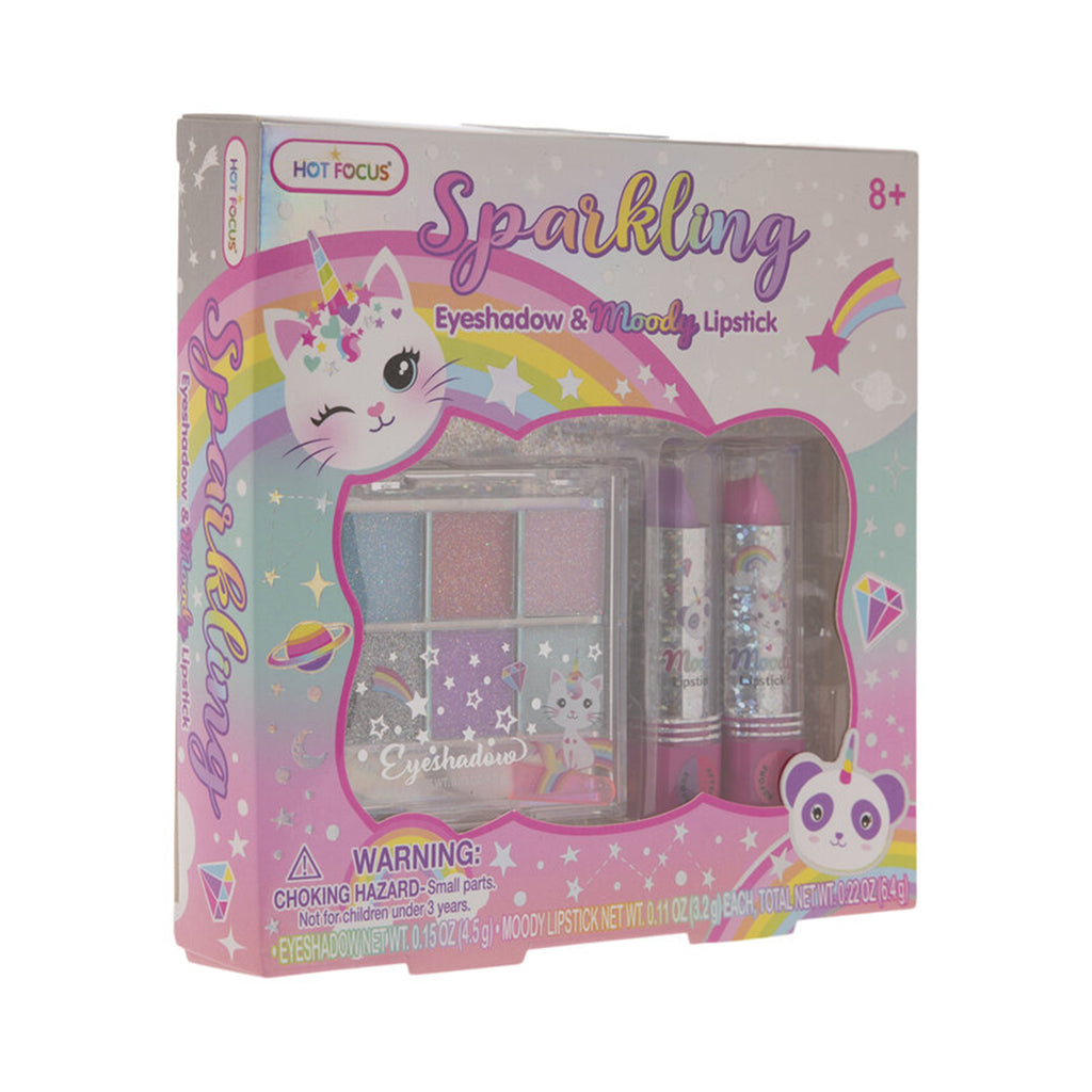 Hot Focus Leopard Sparkling Eyeshadow And Moody Lipstick Cosmetic Set