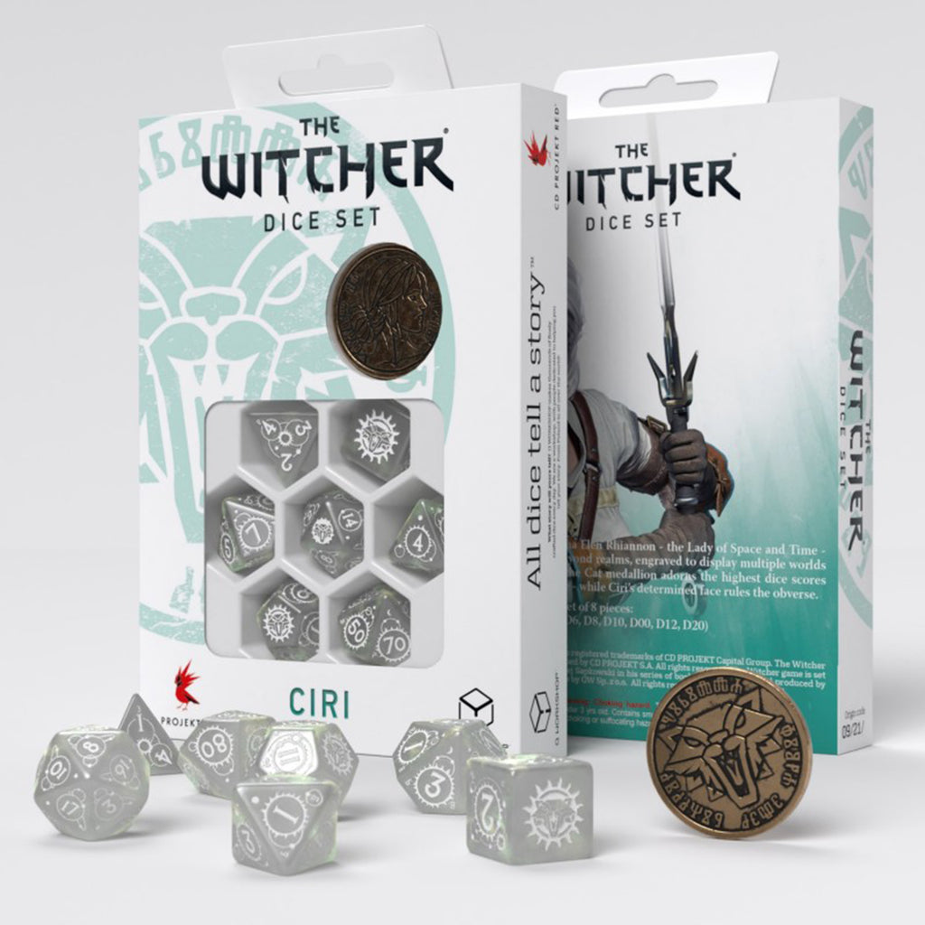 Q-Workshop The Witcher Ciri The Lady Of Space And Time 7 Piece Dice Set With Coin