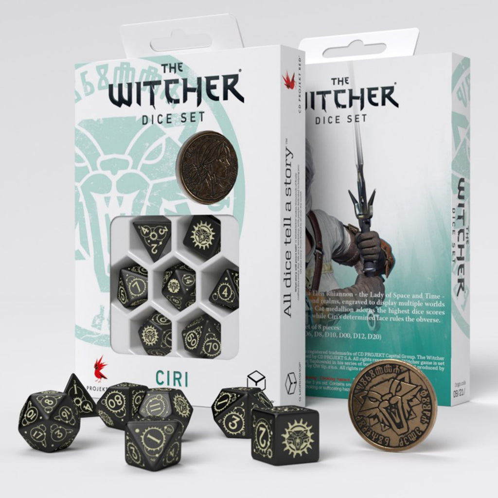 Q-Workshop The Witcher Ciri The Zireael 7 Piece Dice Set With Coin