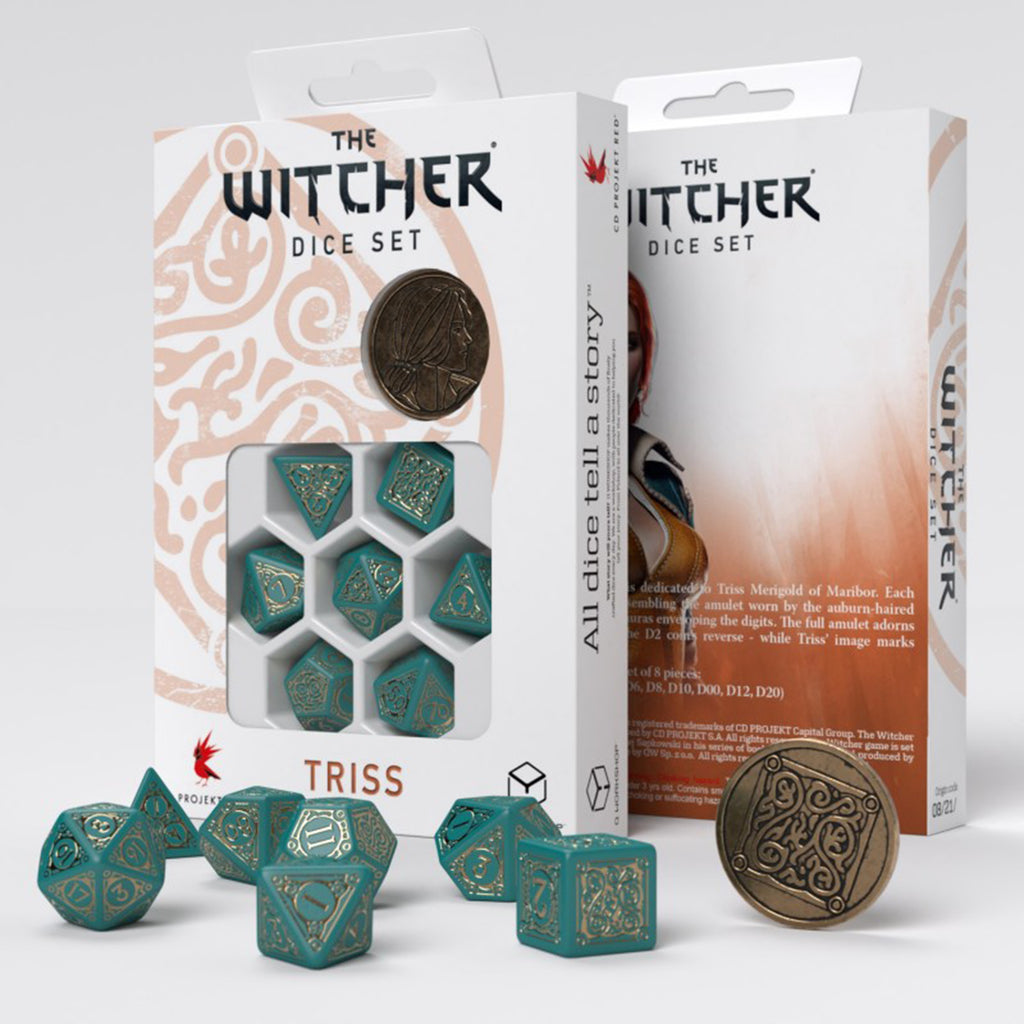 Q-Workshop The Witcher Triss The Beautiful Healer 7 Piece Dice Set With Coin